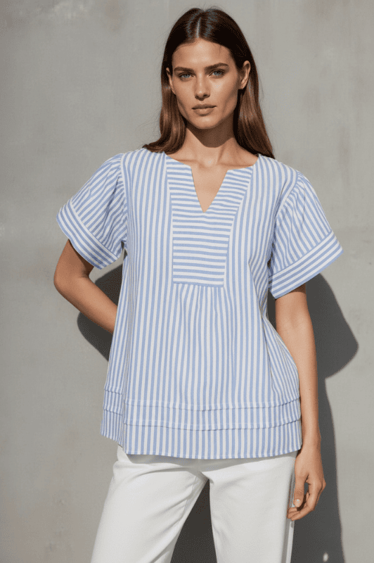 Ofelia Magda stribet top i lyseblå I Dresslab