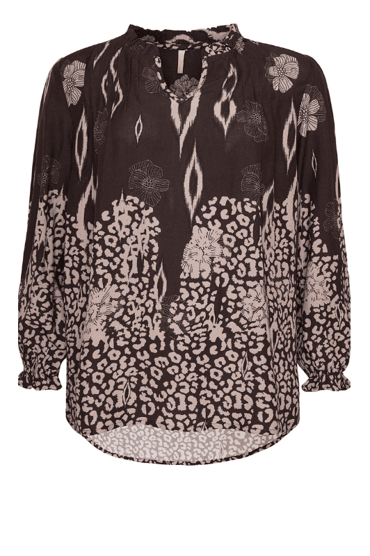 Ofelia Laura bluse | Den smukkeste printmix i brun