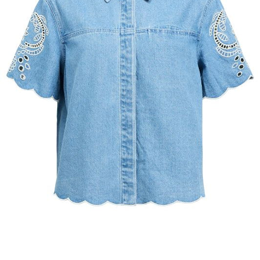 Object Idda denimskjorte med broderi I Dresslab
