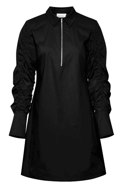 Karen By Simonsen Maddie Dress | Sort kjole med skjortekrave og lange ærmer