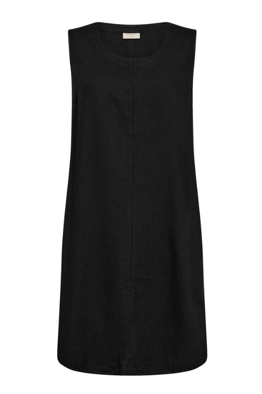 Freequent Lava U dress | Ærmeløs hørkjole i sort I Dresslab