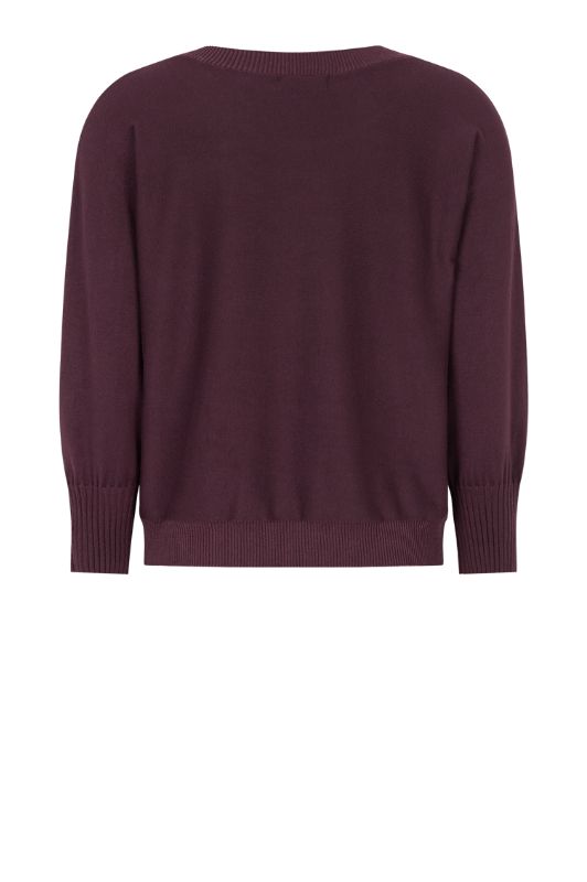 Tooday Cenna bluse I Bordeaux strikbluse med rund hals
