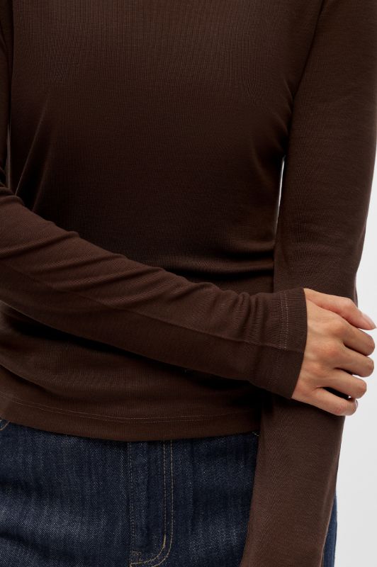 Object Alma top I Blød langærmet t-shirt i chokoladebrun