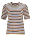 Ofelia Silje t-shirt | Ribbet stribet t-shirt i brun og blå I Dresslab