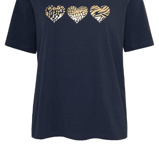 Ofelia Letty t-shirt | Navy tee med foil hjerteprint I Dresslab