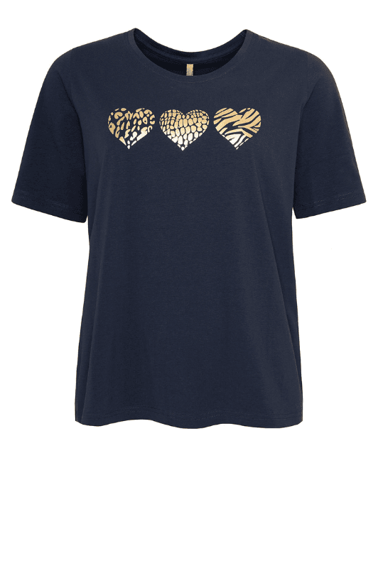 Ofelia Letty t-shirt | Navy tee med foil hjerteprint I Dresslab