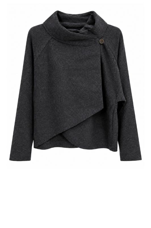 Tooday Dune LS jacket I Grå fleecejakke med asymetrisk lukning
