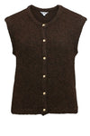 Object Saggia strikvest brun med guld-look knapper