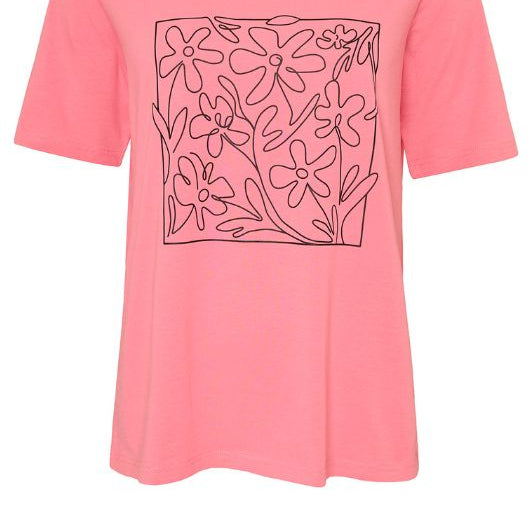 Ofelia Nia t-shirt | Pink tee med sort print I Dresslab