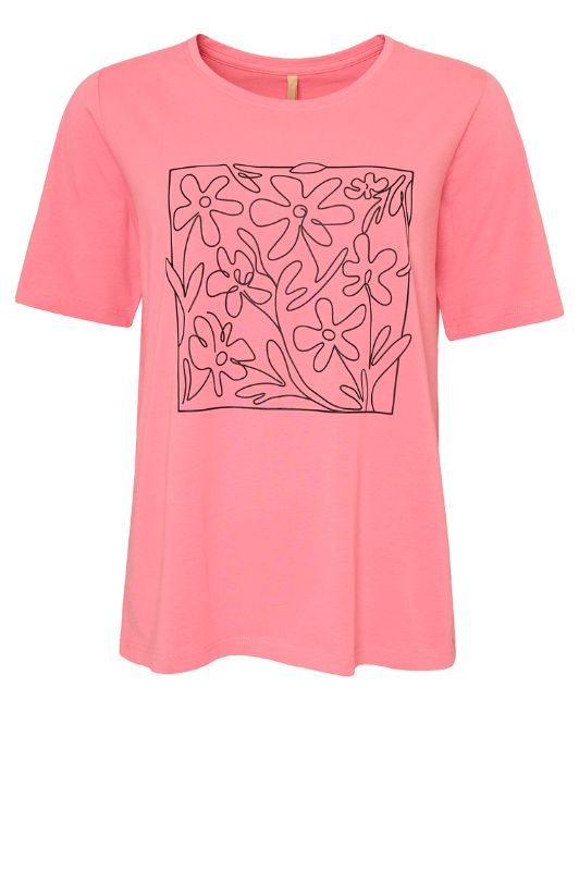 Ofelia Nia t-shirt | Pink tee med sort print I Dresslab
