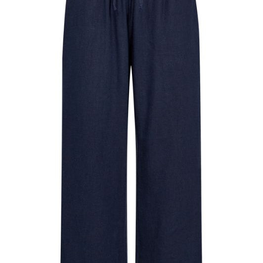 Freequent Lava ankle pant | Navy ankelbukser i hør I Dresslab