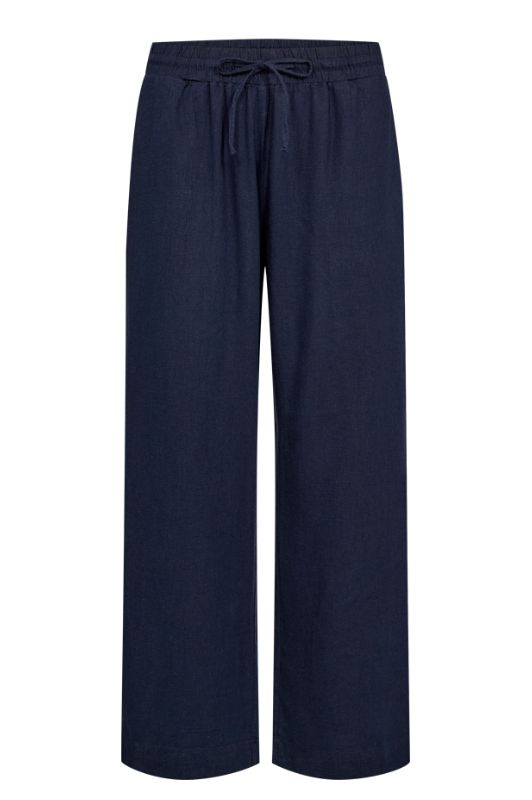 Freequent Lava ankle pant | Navy ankelbukser i hør I Dresslab
