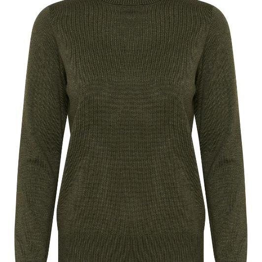 Saint Tropez Mila strik | Rullekrave pullover i army