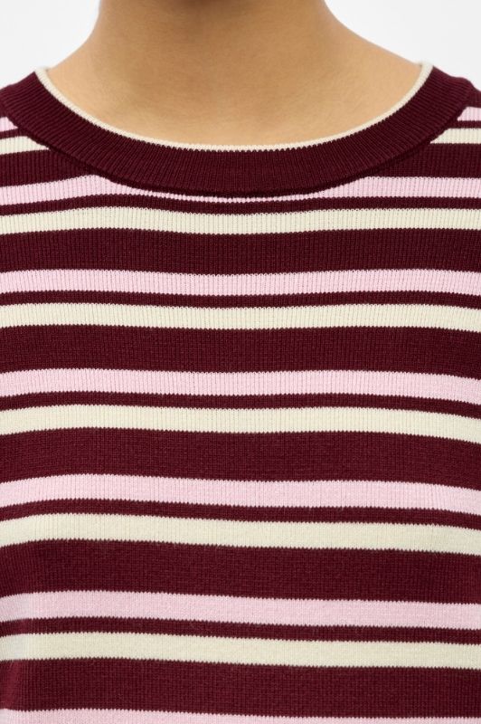 Object Ester pullover I Strikbluse i bordeaux med striber