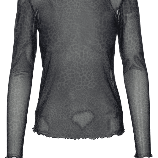 Luxzuz Sigborg T-shirt | Cool meshbluse i gråt leopard print