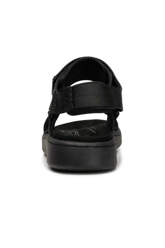 Woden Line sandal | Damesandal i sort med sort sål I Natural Soft sål