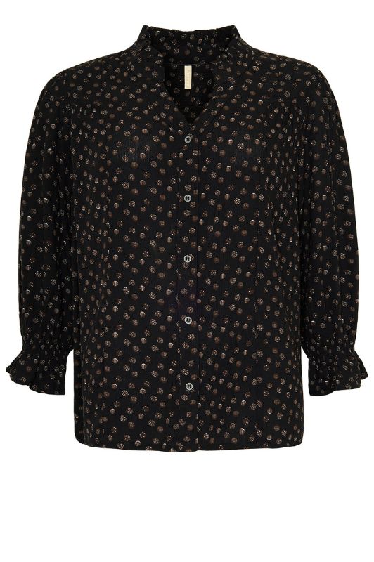 Ofelia Lou shirt I Sort skjorte med brune prikker