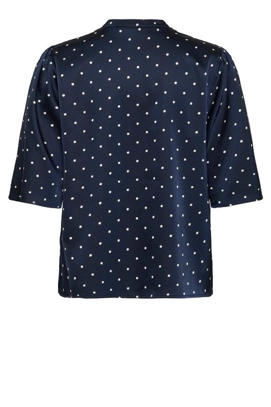 Saint Tropez Magalie bluse | Mørkeblå top med hvide polkaprikker