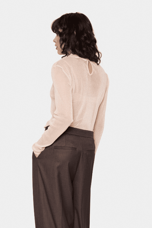 Saint Tropez Delila top I Nude meshbluse med glimmer