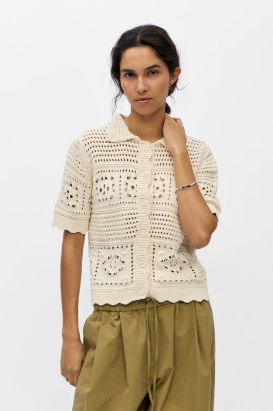 Object Bindi hæklet cardigan i creme I Dresslab