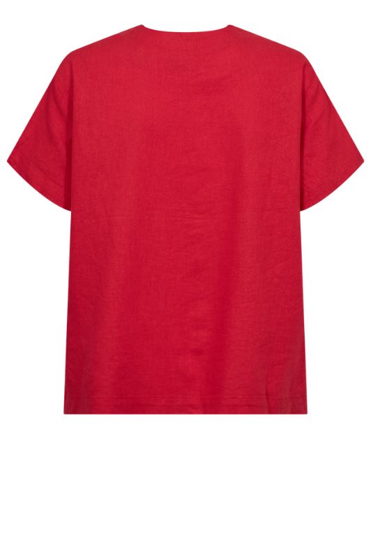 Freequent Lava shirt | Kortærmet hørskjorte i rød I Dresslab