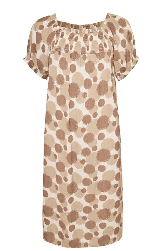 Ofelia Holly kjole I Sand prikket brun viskose crepe I Dresslab