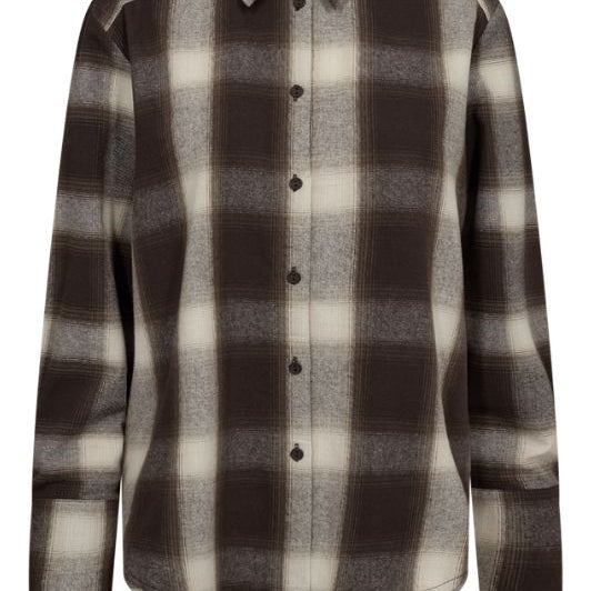 Freequent Erino shirt I Ternet brun bomuldsskjorte
