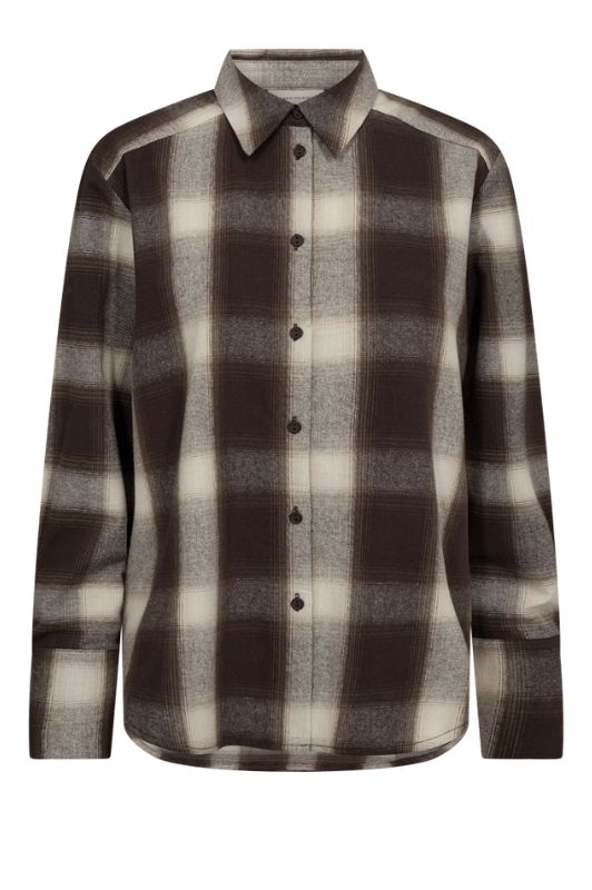 Freequent Erino shirt I Ternet brun bomuldsskjorte