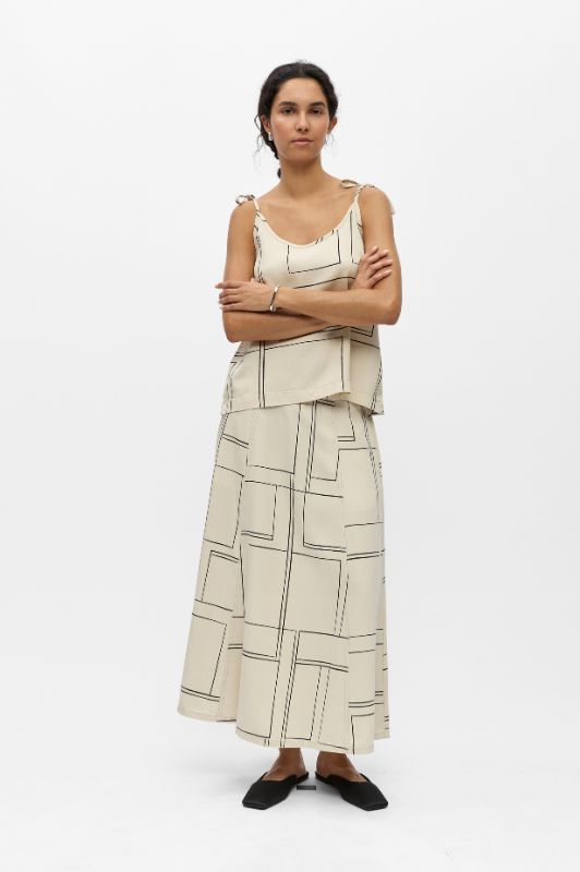 Object Frame skirt I Creme denim nederdel med print I Dresslab