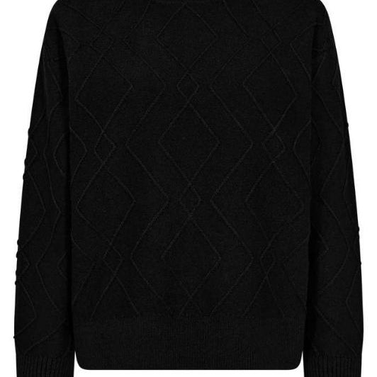 FreeQuent Saturn strik pullover | Sort med grafisk mønster