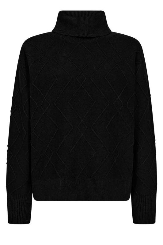 FreeQuent Saturn strik pullover | Sort med grafisk mønster