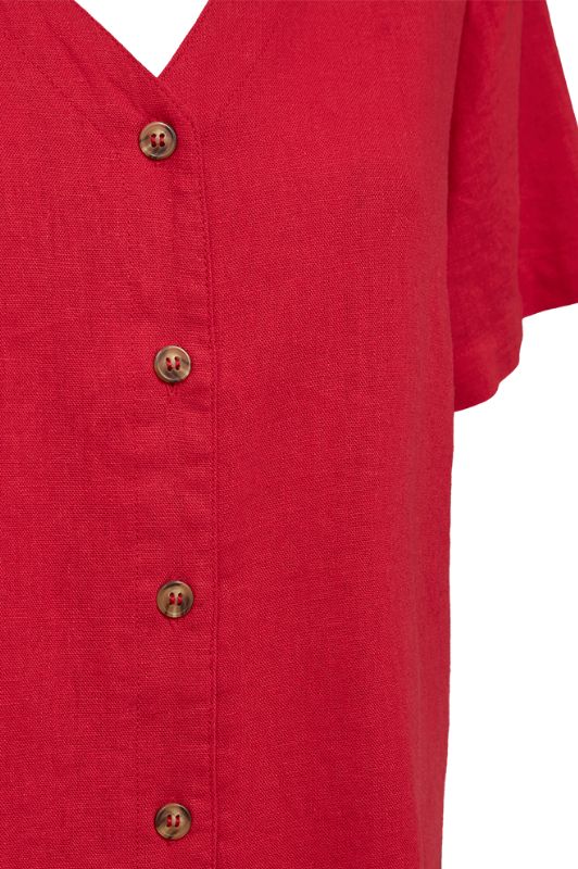 Freequent Lava shirt | Kortærmet hørskjorte i rød I Dresslab