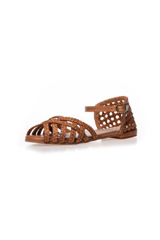 Copenhagen Shoes Endless Love | Håndflettet sandal i cognacfarvet skind
