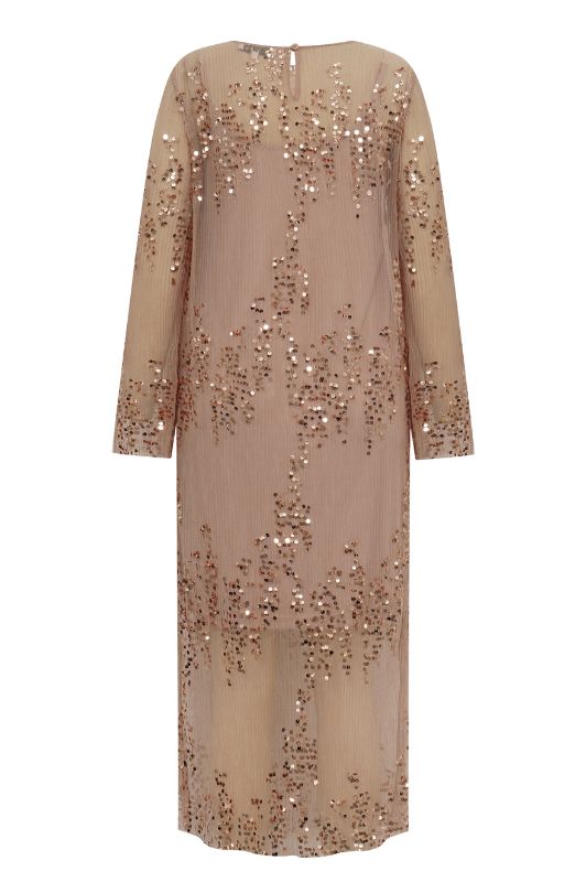 A-View Ying dress I Tylkjole i lys sand med pallietter