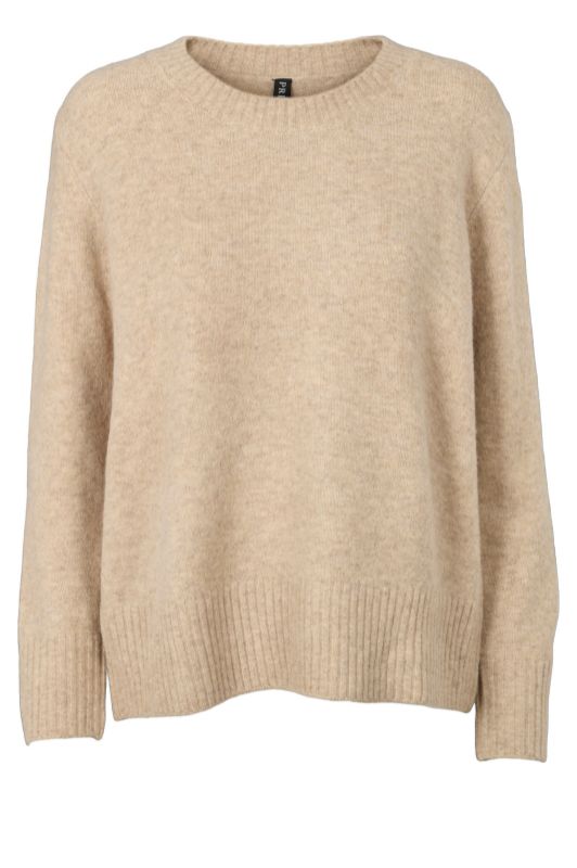 Prepair Babara Knit | Striktrøje i sand med guld-look nitter