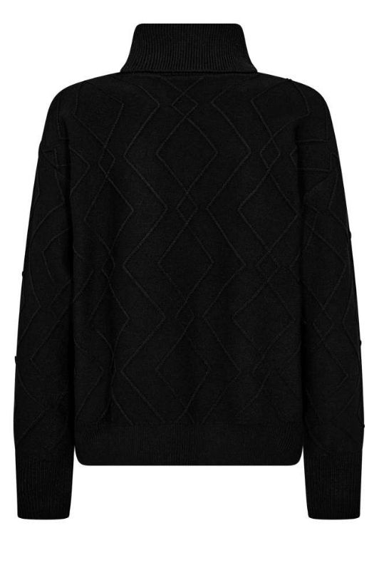 FreeQuent Saturn strik pullover | Sort med grafisk mønster