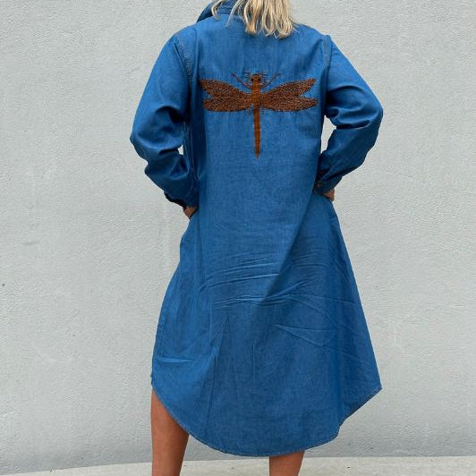 Gaspar Lucca denimkjole | Cool jeanskjole med guldsmed