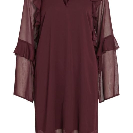 VILA Visilja Dress | Chiffon kjole i bordeaux
