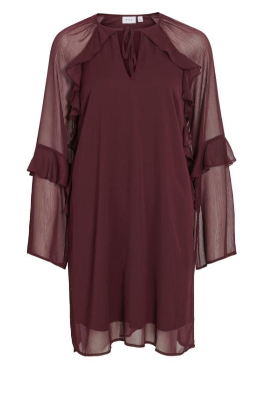 VILA Visilja Dress | Chiffon kjole i bordeaux