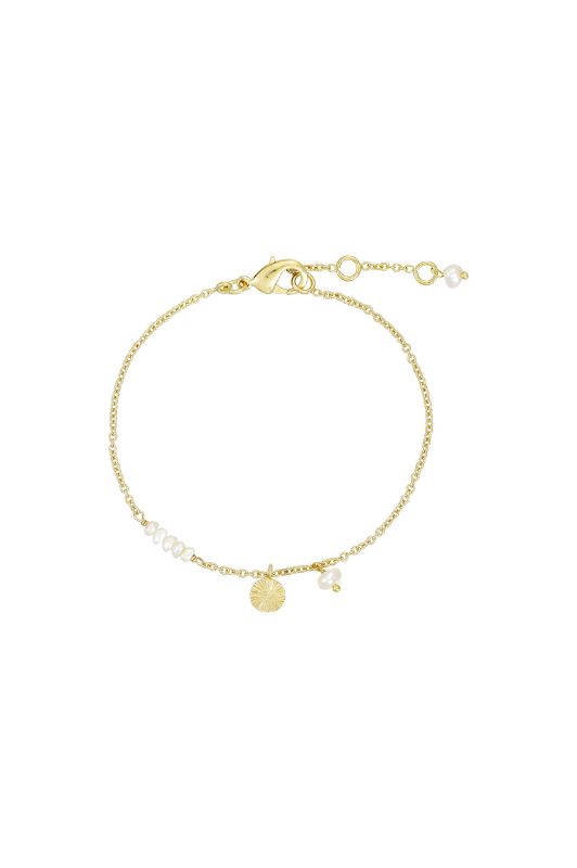 Pure by Nat I armbånd 24K guldbelagt med charms og ferskvandsperler