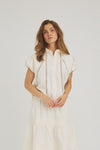 Luxzuz Vivette shirt I Creme kort sommerjakke med crochet detaljer