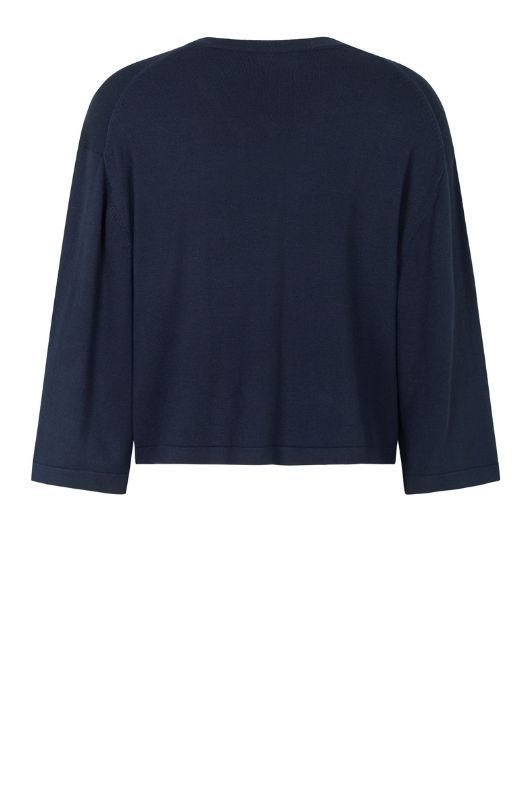 Tooday Cenna bluse I Navy strikbluse med v-hals
