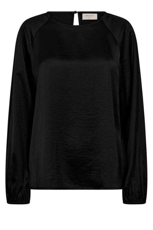 Freequent Dove bluse I Sort skjortebluse i satinlook