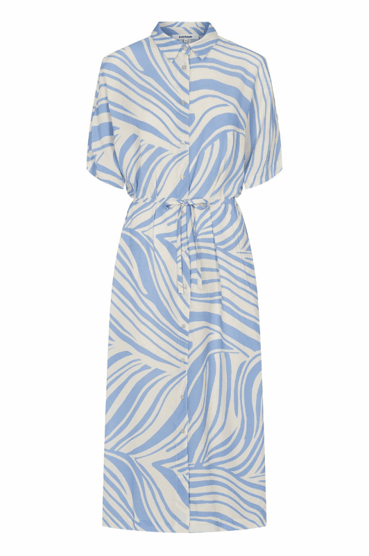 Soft Rebels Billy dress | Flot skjortekjole i grafisk lyseblå print