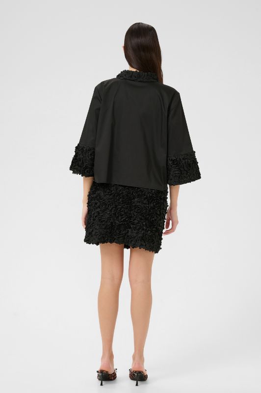 Karen by Simonsen Cleo Shirt | Skjorte i sort med tyl krave