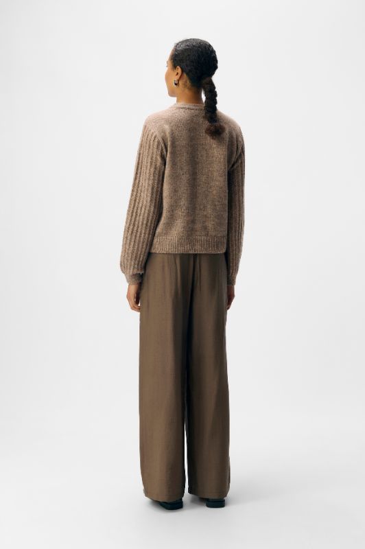 Object Flora knit I Cardigan i mørk sand