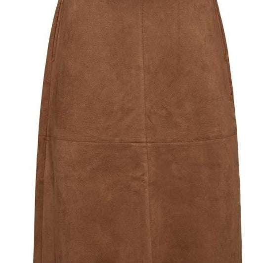 Freequent Noville skirt | Fake suede cognac nederdel