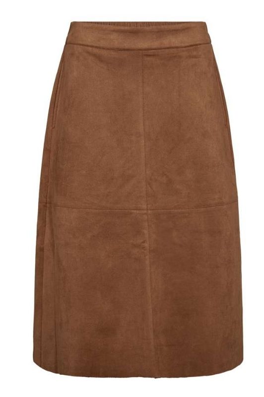 Freequent Noville skirt | Fake suede cognac nederdel