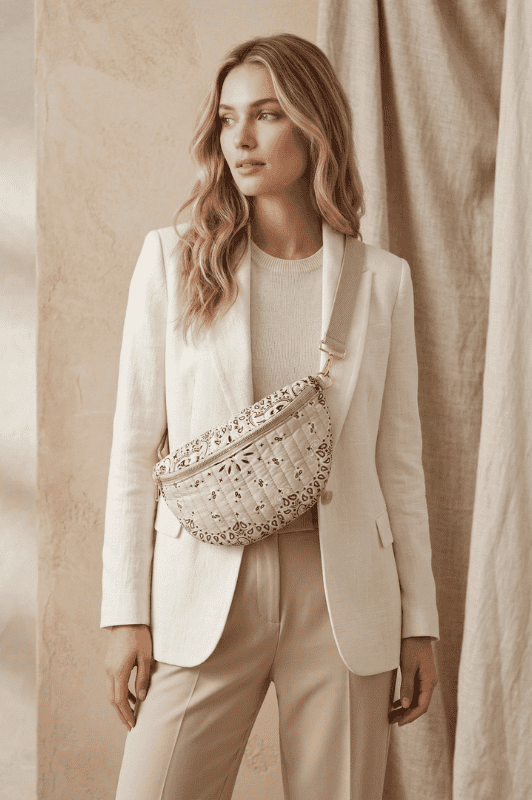 Atelier Paris I Paisley bæltetaske i sand