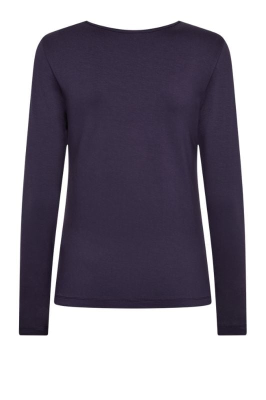 Freequent Liana bluse I Ensfarvet basistop i mørk aubergine